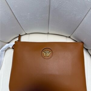 Versace Tan Leather Toiletry Bag